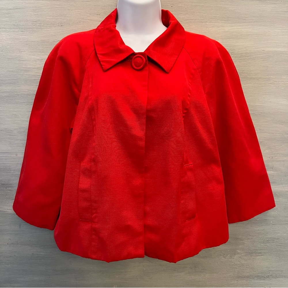 Scott Taylor‎ Red Retro Babydoll Cropped Jacket Size Large Good Condition
